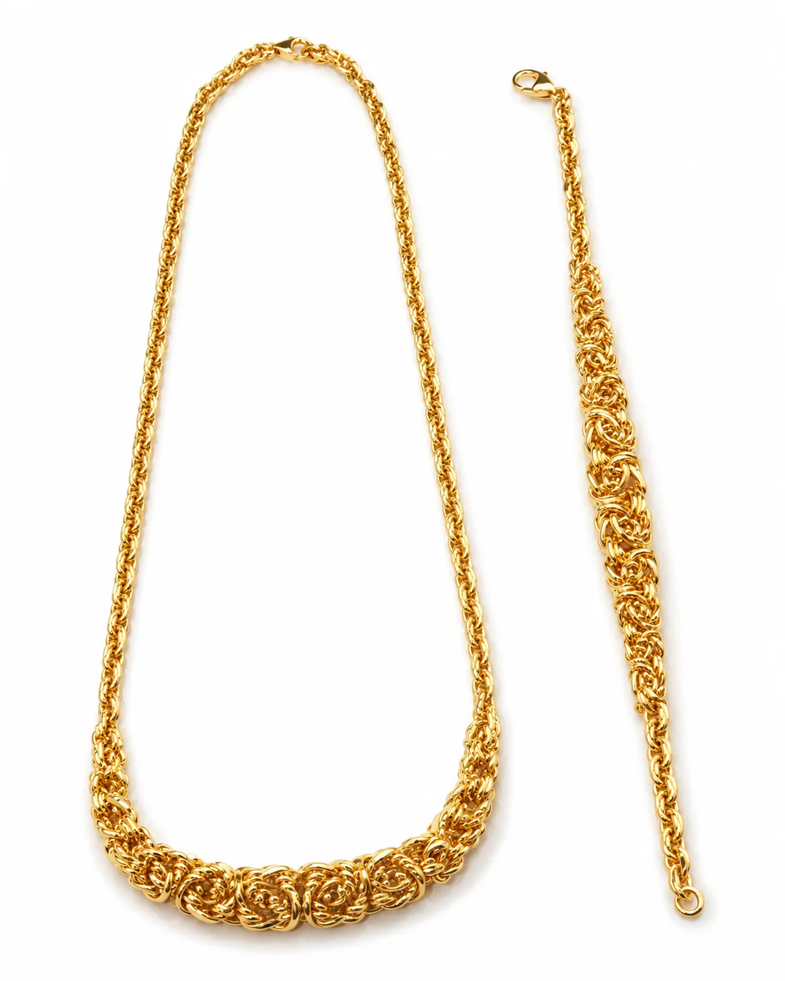 Conjunto Radko: collar y pulsera de oro 18 kt a juego